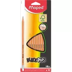 Maped Black'Peps HB Pencil with Eraser Cardboard Pack of 10