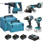 Combiset 4 MAKITA machines 18 volt - 5,0 Ah -DLX4183T3J / pce