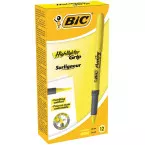 BIC Brite Liner Grip Highlighter Yellow Box of 12