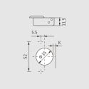 Charnière pour portes pliantes d'armoire d'angle Pivot-Star 55° nickelée à visser, sans amortisseur, avec fermeture automatique,