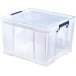 Bankers Box boîte de rangement 48 litres, transparent avec poignées bleues, emballée individ. en carton