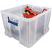 Bankers Box boîte de rangement 48 litres, transparent avec poignées bleues, emballée individ. en carton