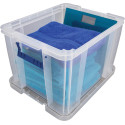Bankers Box opbergdoos 36 liter, transparant met blauwe handvaten, per stuk verpakt in karton