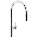 Nobili gooseneck kitchen faucet with pull-out spray chrome finish per piece