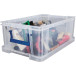 Bankers Box boîte de rangement 10 litres,transparent avec poignées bleues, set de 4 pcs emb en carton