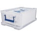 Bankers Box boîte de rangement 10 litres,transparent avec poignées bleues, set de 4 pcs emb en carton