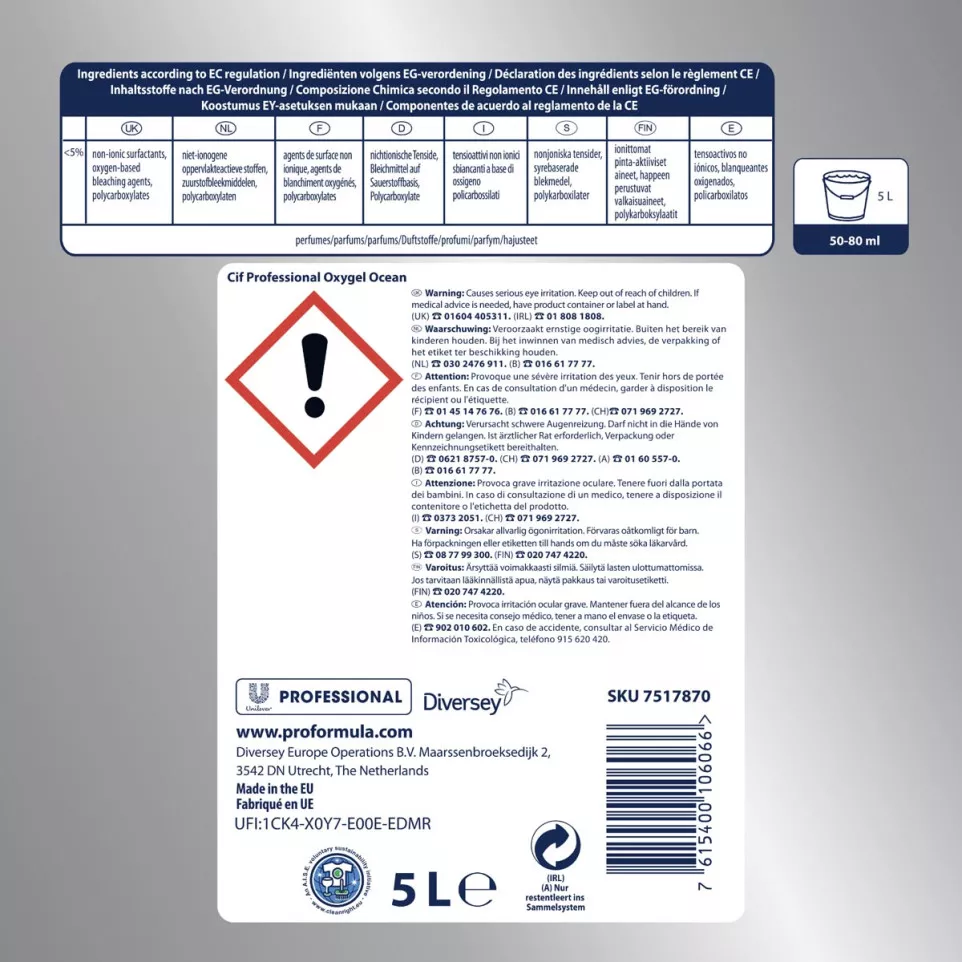 Cif allesreiniger oceaan, fles van 5...