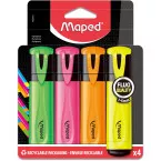 Maped Fluo'Peps Classic Highlighter Set of 4: Yellow, Orange, Pink, Green