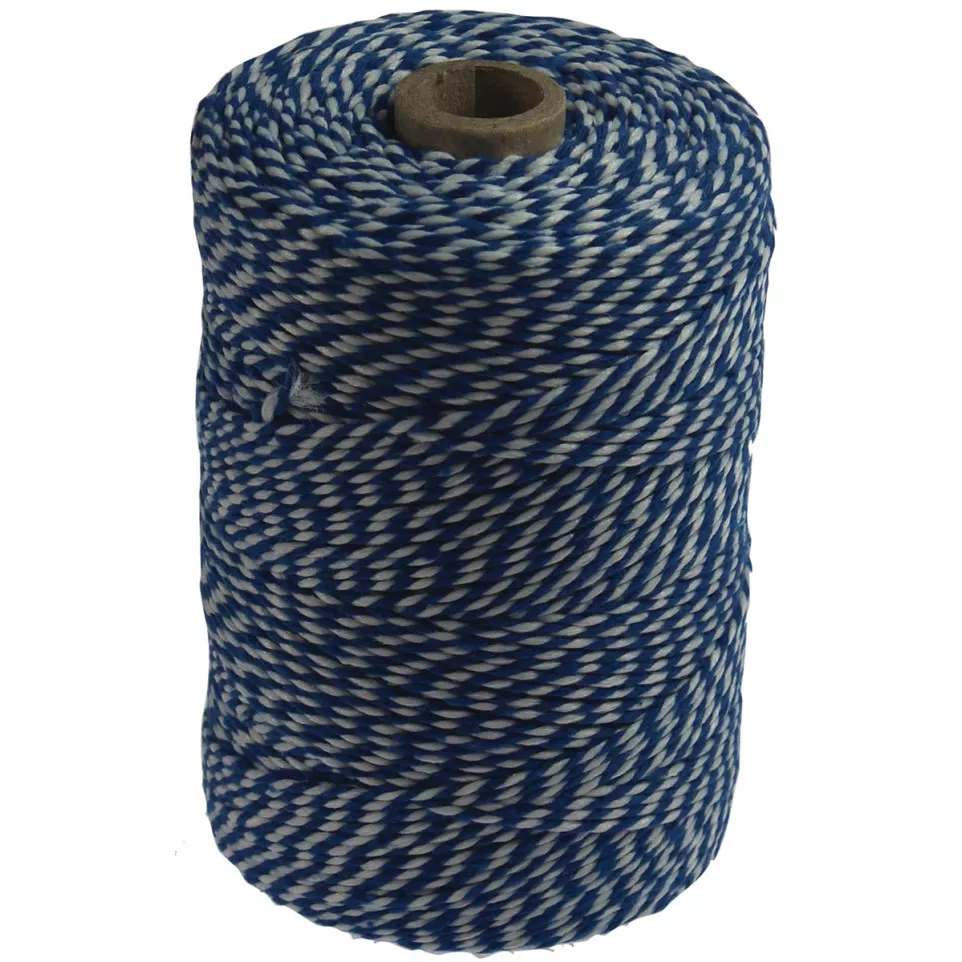 Ficelle de coton, bleu-blanc, bobine...