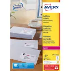 Avery L7162, Etiquettes adresses, Laser, Ultragrip, blanches, 250 pages, 16 per page, 99,1 x 33,9 mm