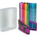 STABILO Pen 68, ColorParade, boîte lilas-gris, 20 pièces en couleurs assorties