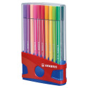STABILO Pen 68, ColorParade, boîte rouge-bleu, 20 pièces en couleurs assorties
