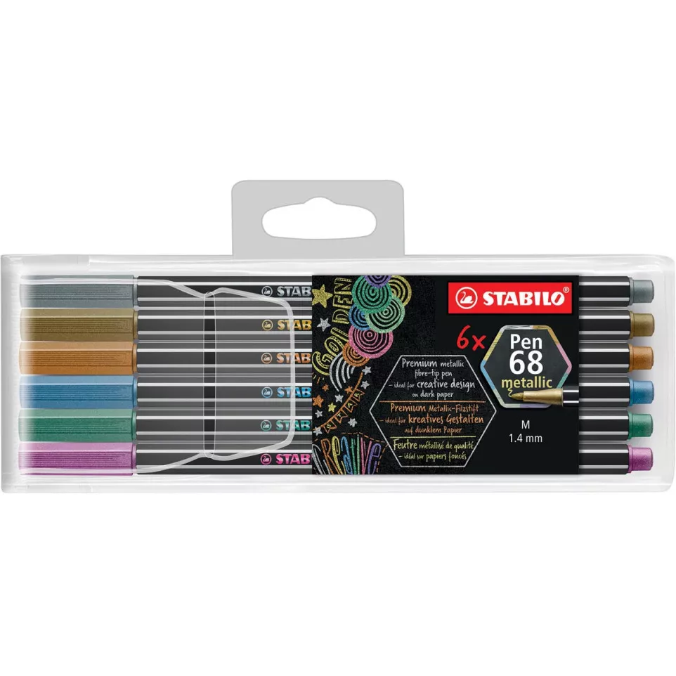 STABILO Pen 68 metallic viltstift, 6...