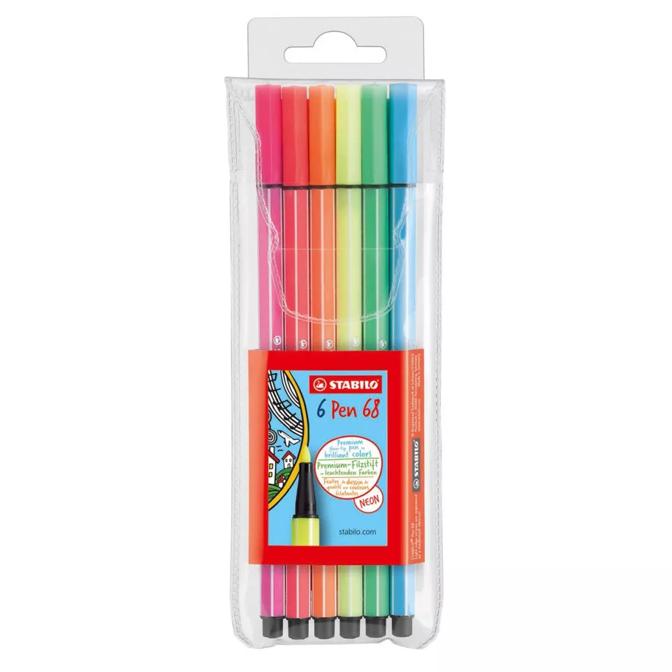 STABILO Pen 68 Neon Set of 6 Assorted...