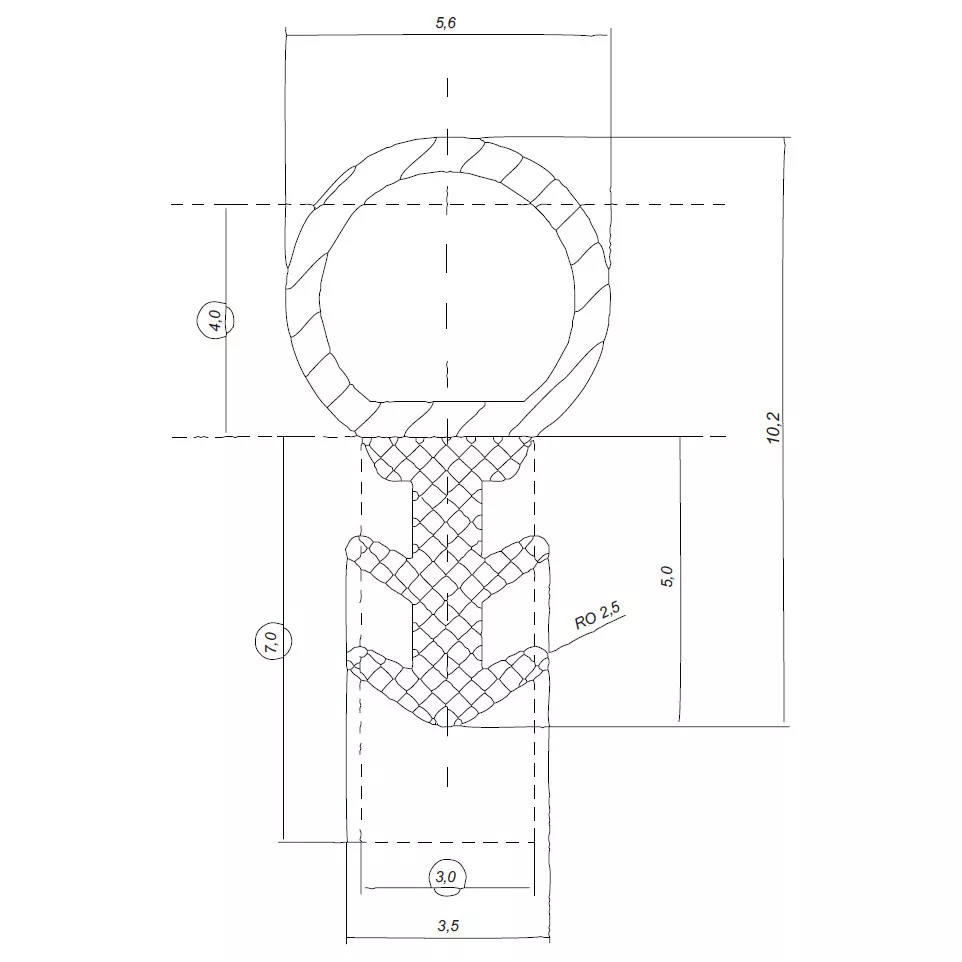 Joint porte intérieur ATB318 Ø 5,6mm...