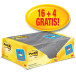 Post-it Notes, 100 vel, ft 76 x 127 mm, geel, pak van 16 blokken  + 4 gratis