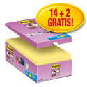 Post-it Super Sticky notes, 90 vel, ft 76 x 127 mm, geel, pak van 14 blokken + 2 gratis