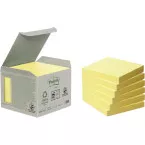 Post-it Recycled Notes 3 in x 3 in Canary Yellow 100 Sheets per Pad Pack of 6 Pads