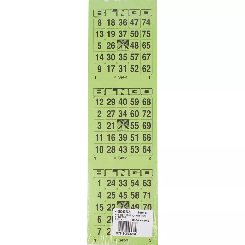 Bingokaarten, 3 kaarten per vel, pak...