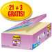 Post-it Super Sticky notes, 90 vel, ft 47,6 x 47,6 mm, geel, pak van 21 + 3 GRATIS