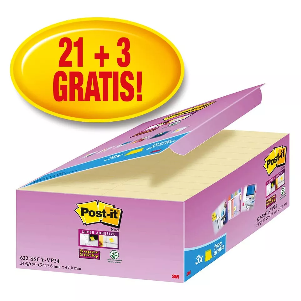 Post-it Super Sticky notes, 90 vel,...