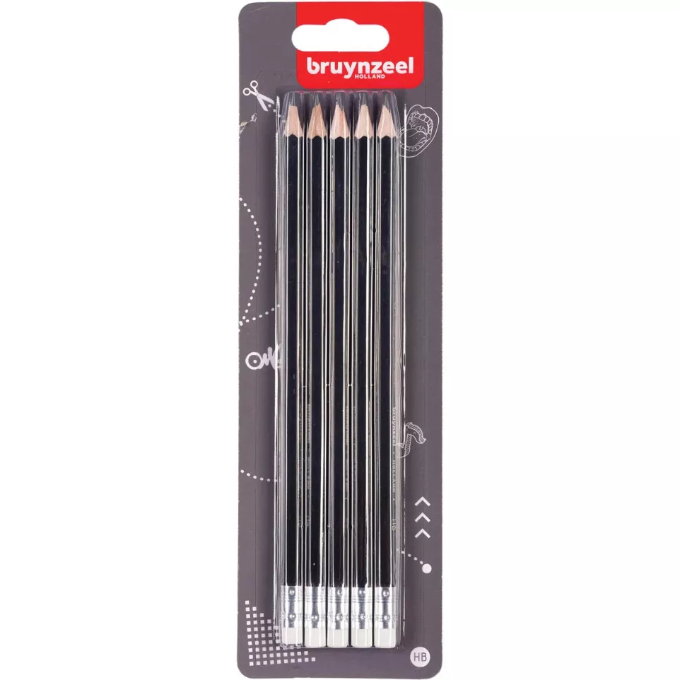 BZL Crayons Graphite HB + Gomm e 5