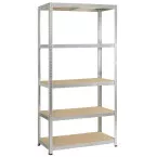 Avasco Strong 175 Industrial Shelf Unit, 176 x 90 x 45 cm, 5 Shelves, Galvanized Steel
