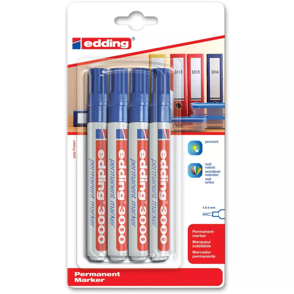 Edding marqueur permanent 3000, bleu,...