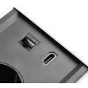 PRESTINO Combibox stopcontact 2 stopcontacten + USB A + USB C + RJ45 + HDMI zwart / pce