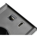 PRESTINO Combibox stopcontact 2 stopcontacten + USB A + USB C + RJ45 + HDMI grijs / pce