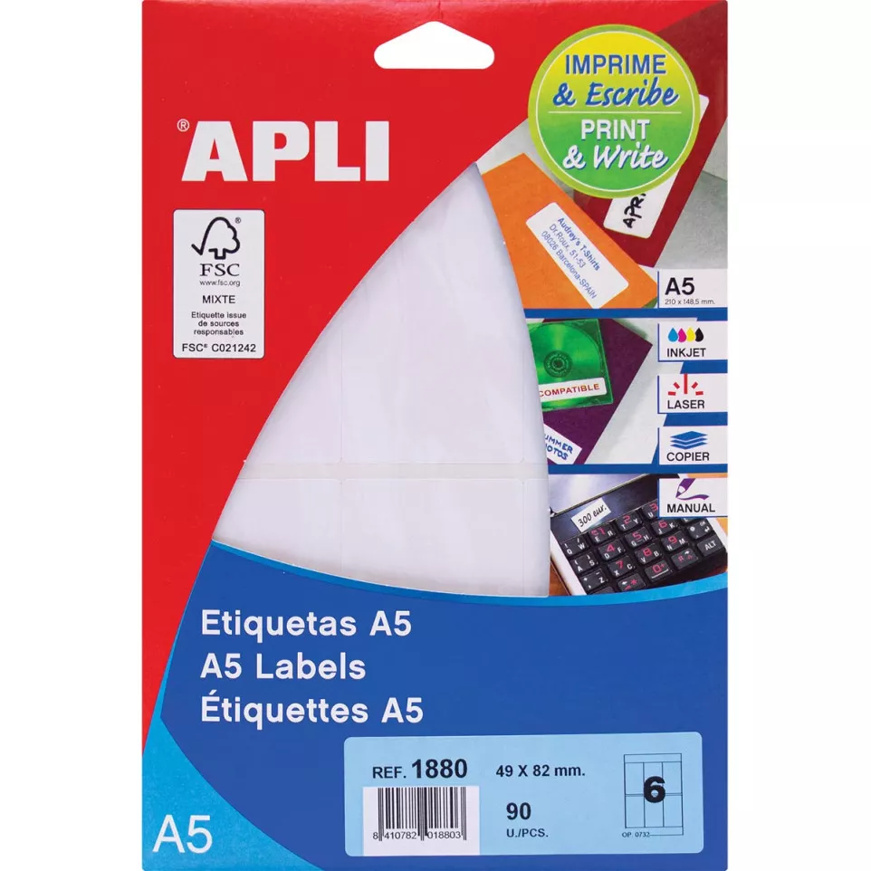 Apli étiquettes blanches Print &...