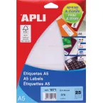 Apli White Print & Write Labels 25 x 40 mm (W x H), 375 Pieces, 25 per Sheet (1871)