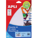 Apli White Print & Write Labels 20 x 50 mm, 420 Pieces, 28 per Sheet (1867)