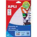 Apli White Print & Write Labels 12 x 18 mm (W x H), 1,650 Pieces, 110 per Sheet (1860)