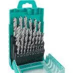 Set of 25 Helical Wood Drill Bits 1 - 13 mm by 0.5 mm per piece