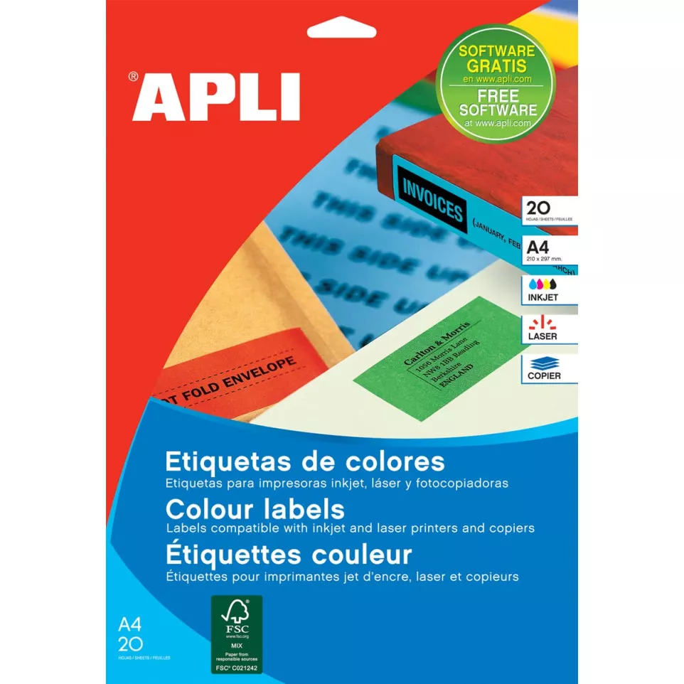 Apli étiquettes colorées ft 70 x 37...