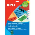 Apli Gekleurde etiketten ft 70 x 37 mm (b x h), groen, 480 stuks, 24 per blad (1594)