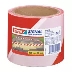 Tesa bande à clôturer ft 80 mm x 100 m, rouge/blanc