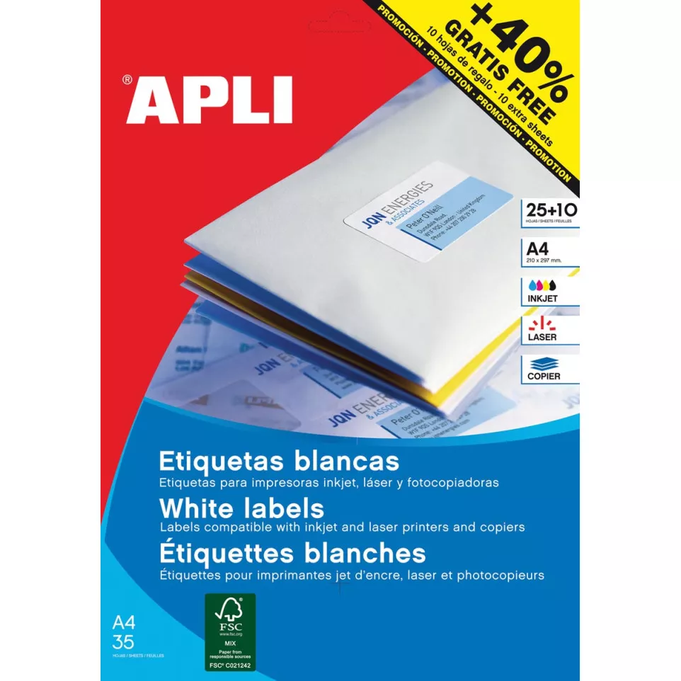 Apli étiquettes blanches ft 70 x 37...