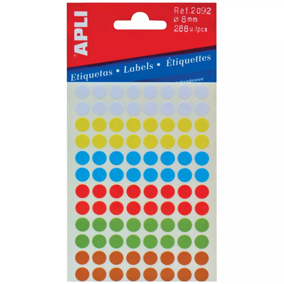 Apli round labels in pouch 8 mm...