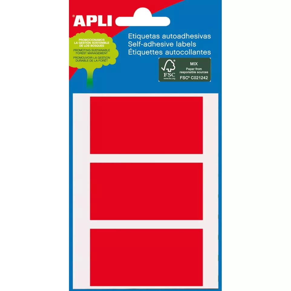 Apli Colored Labels, Red Pack (2073)