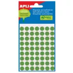 Apli étiquettes rondes en pochette diamètre 13 mm, vert, 175 pièces, 35 par feuille (2058)