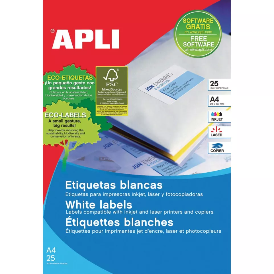 Apli White Removable Labels Sheet...