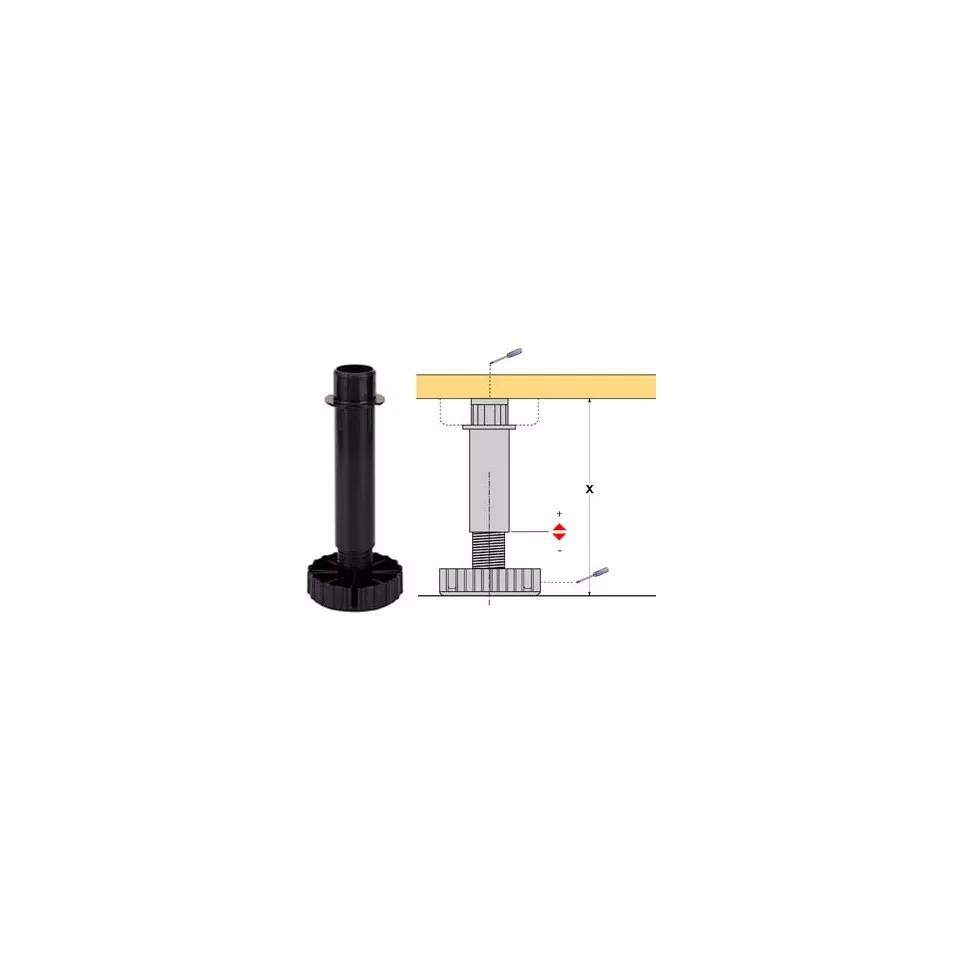 Height adjustable leg Hettich KORREKT...