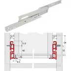 Coulisses 50kg Hettich FR 6142 à sortie totale 600mm brun / pce