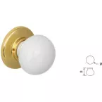 Bouton de meuble en porcelaine sphérique blanc / doré / pce