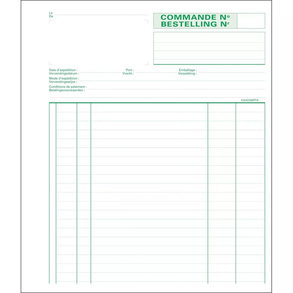 Exacompta bilingual duplicate order...