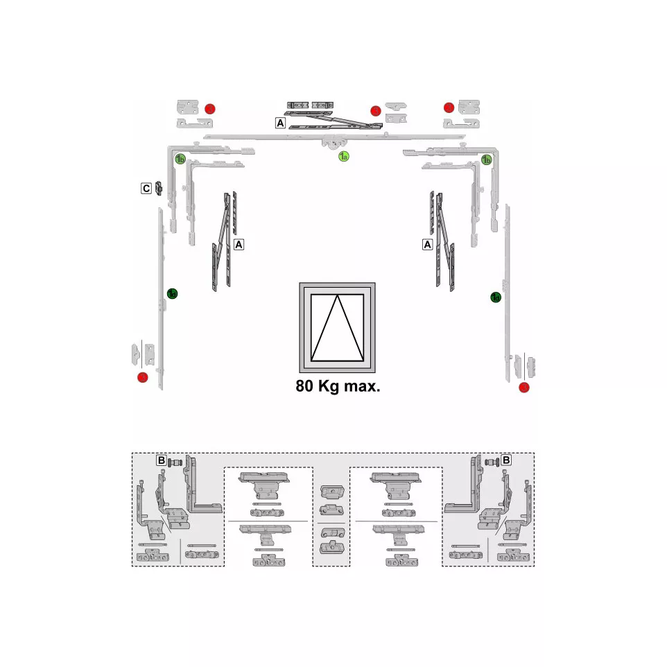 Spare Central Hinge with Groove Roto...