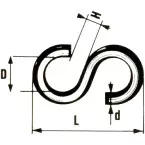 S-haken Ø 7mm - Hoogte 65mm / pce