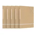 Oxford Touareg A4 Cardboard Folder with Flaps and Elastic, Beige, Pack of 5